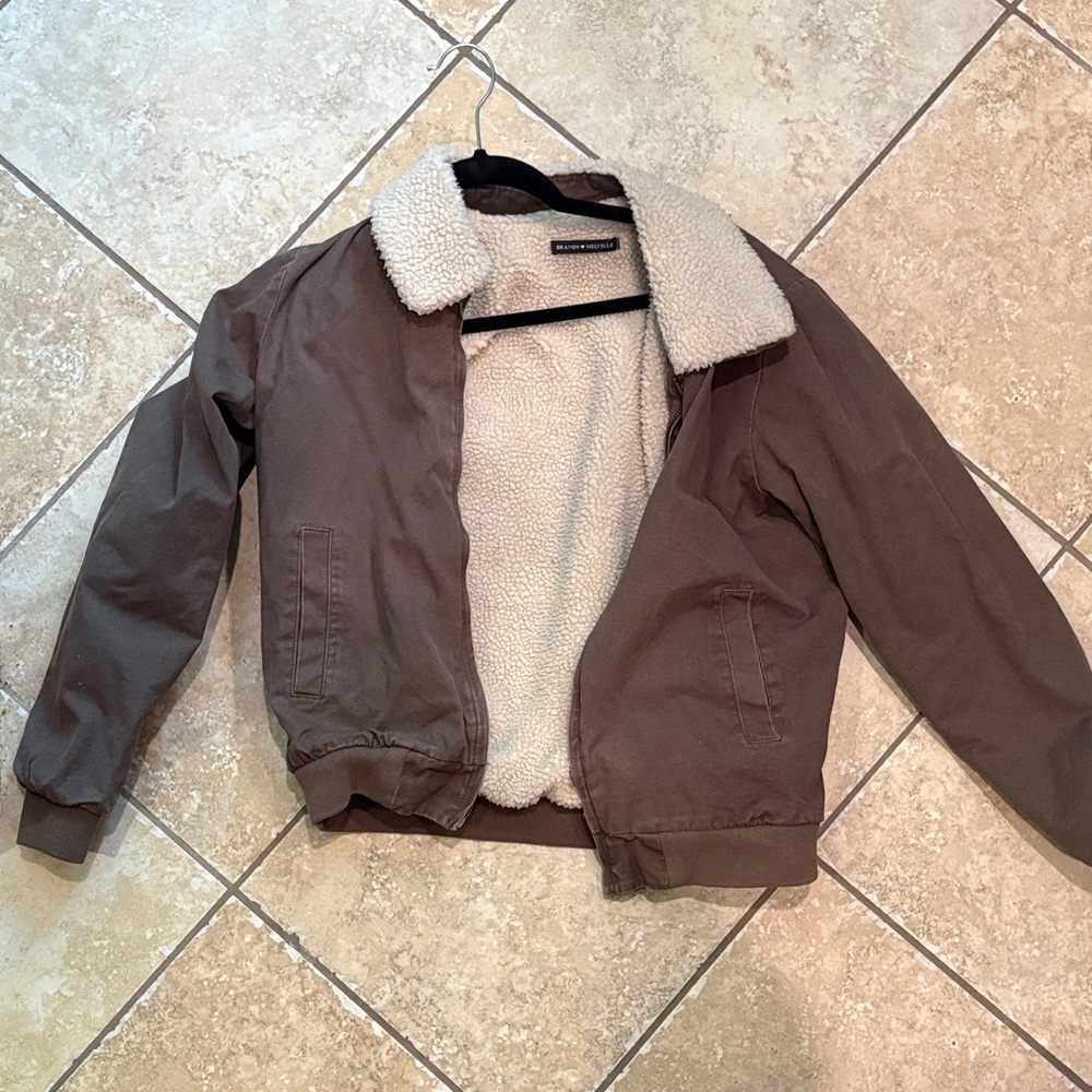 Brandy Melville Brown Jacket with Cream Lining